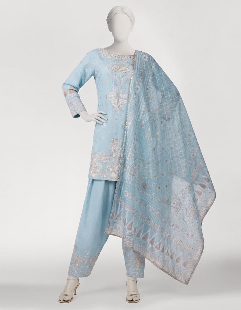 Monochrome Ivory & Charcoal Printed Lawn Suit